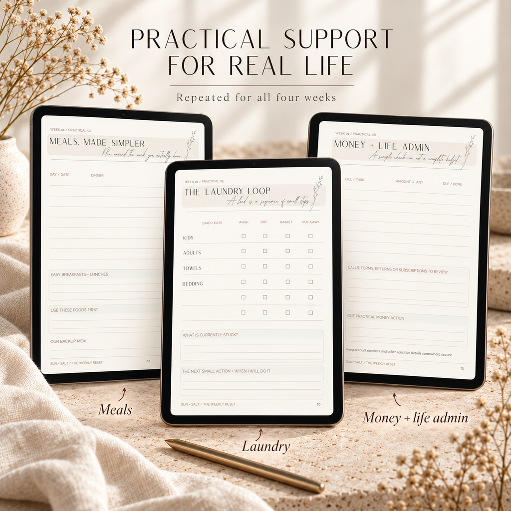 Meals laundry and money life admin practical planner pages